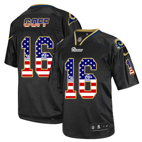 Men's Nike Los Angeles Rams #16 Jared Goff Limited Black USA Flag Fashion NFL Jersey