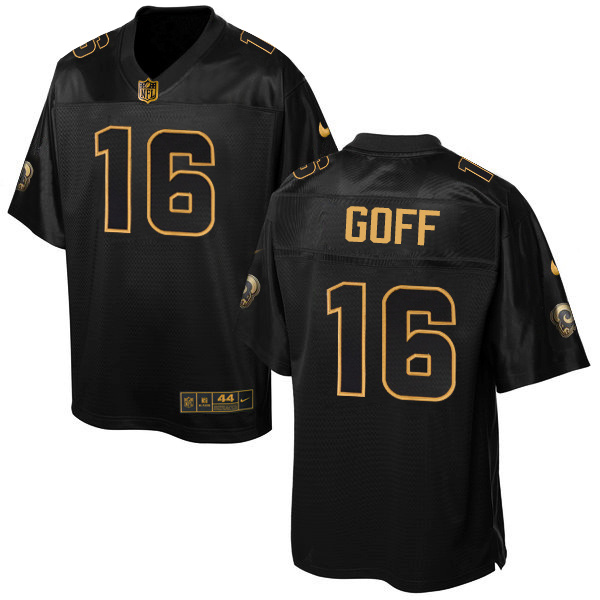 Men's Nike Los Angeles Rams #16 Jared Goff Elite Black Pro Line Gold Collection NFL Jersey