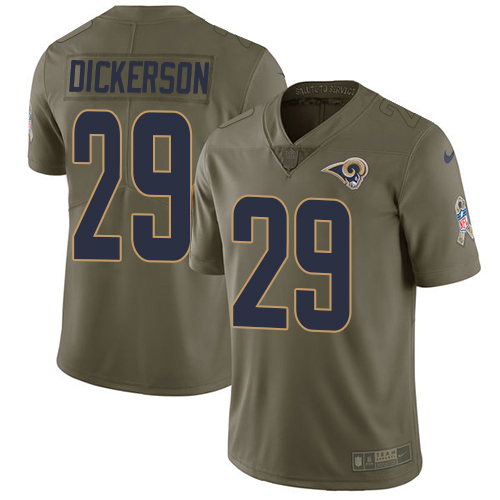 Men's Nike Los Angeles Rams #29 Eric Dickerson Limited Olive 2017 Salute to Service NFL Jersey
