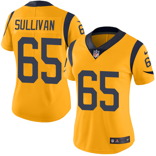 Women's Nike Los Angeles Rams #65 John Sullivan Limited Gold Rush Vapor Untouchable NFL Jersey