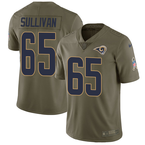 Men's Nike Los Angeles Rams #65 John Sullivan Limited Olive 2017 Salute to Service NFL Jersey