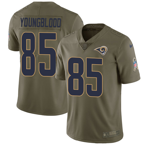 Men's Nike Los Angeles Rams #85 Jack Youngblood Limited Olive 2017 Salute to Service NFL Jersey