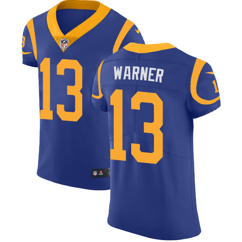 Men's Nike Los Angeles Rams #13 Kurt Warner Royal Blue Alternate Vapor Untouchable Elite Player NFL Jersey
