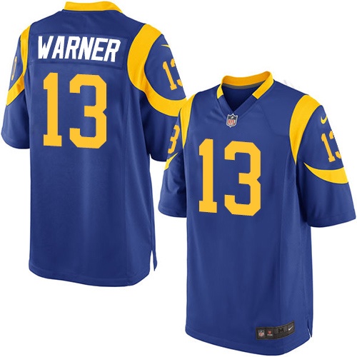 Men's Nike Los Angeles Rams #13 Kurt Warner Game Royal Blue Alternate NFL Jersey