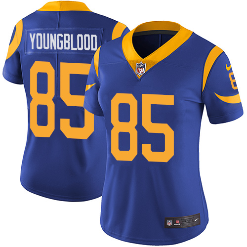 Women's Nike Los Angeles Rams #85 Jack Youngblood Royal Blue Alternate Vapor Untouchable Limited Player NFL Jersey