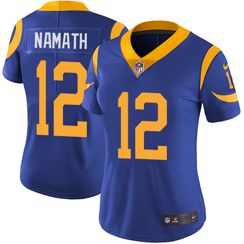 Women's Nike Los Angeles Rams #12 Joe Namath Royal Blue Alternate Vapor Untouchable Limited Player NFL Jersey