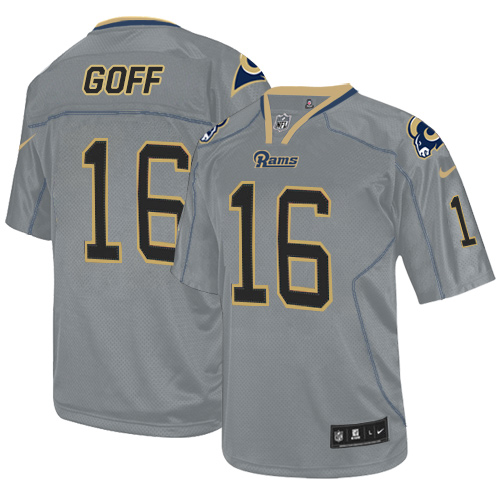 Men's Nike Los Angeles Rams #16 Jared Goff Elite Lights Out Grey NFL Jersey