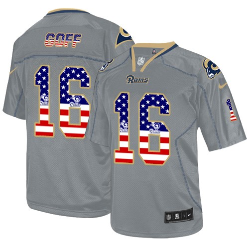 Men's Nike Los Angeles Rams #16 Jared Goff Limited Grey USA Flag Fashion NFL Jersey