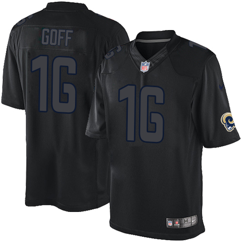 Men's Nike Los Angeles Rams #16 Jared Goff Elite Black Impact NFL Jersey