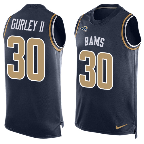 Men's Nike Los Angeles Rams #30 Todd Gurley Limited Navy Blue Player Name & Number Tank Top NFL Jersey