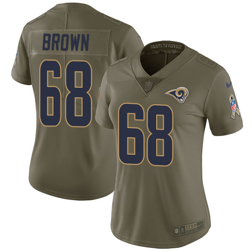 Women's Nike Los Angeles Rams #68 Jamon Brown Limited Olive 2017 Salute to Service NFL Jersey