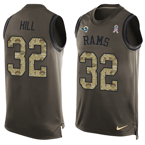 Men's Nike Los Angeles Rams #32 Troy Hill Limited Green Salute to Service Tank Top NFL Jersey