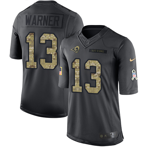 Youth Nike Los Angeles Rams #13 Kurt Warner Limited Black 2016 Salute to Service NFL Jersey
