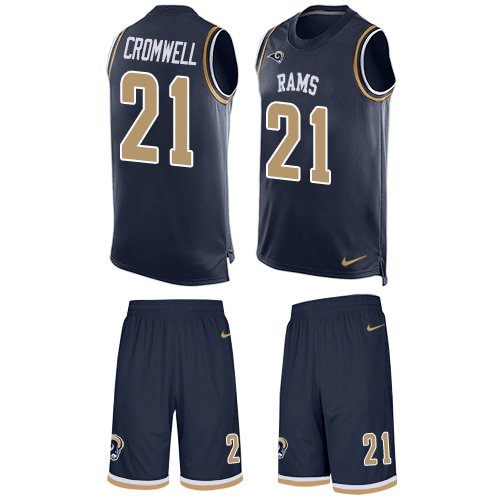 Men's Nike Los Angeles Rams #21 Nolan Cromwell Limited Navy Blue Tank Top Suit NFL Jersey