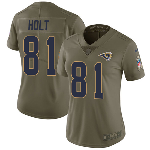 Women's Nike Los Angeles Rams #81 Torry Holt Limited Olive 2017 Salute to Service NFL Jersey