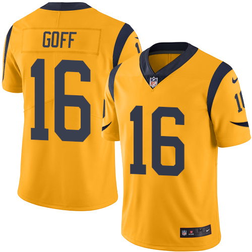 Men's Nike Los Angeles Rams #16 Jared Goff Limited Gold Rush Vapor Untouchable NFL Jersey