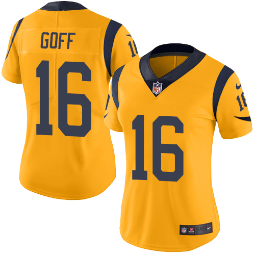Women's Nike Los Angeles Rams #16 Jared Goff Limited Gold Rush Vapor Untouchable NFL Jersey