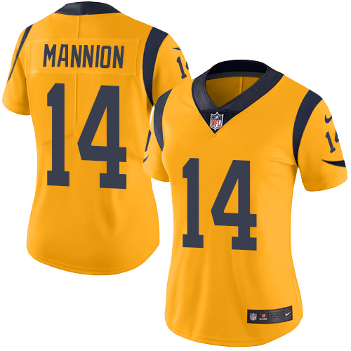 Women's Nike Los Angeles Rams #14 Sean Mannion Limited Gold Rush Vapor Untouchable NFL Jersey