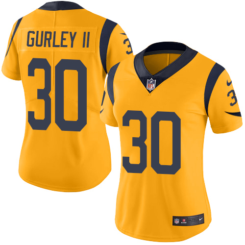 Women's Nike Los Angeles Rams #30 Todd Gurley Limited Gold Rush Vapor Untouchable NFL Jersey