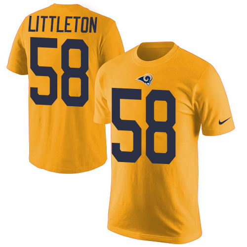 Men's Nike Los Angeles Rams #58 Cory Littleton Gold Rush Pride Name & Number T-Shirt