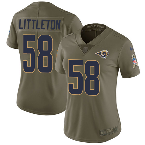 Women's Nike Los Angeles Rams #58 Cory Littleton Limited Olive 2017 Salute to Service NFL Jersey