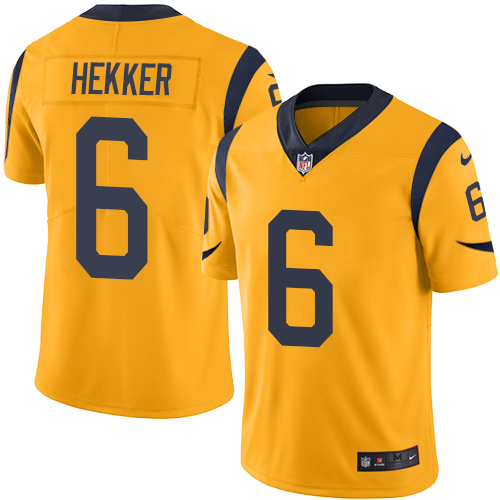 Men's Nike Los Angeles Rams #6 Johnny Hekker Limited Gold Rush Vapor Untouchable NFL Jersey