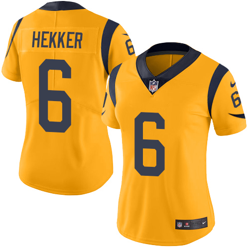 Women's Nike Los Angeles Rams #6 Johnny Hekker Limited Gold Rush Vapor Untouchable NFL Jersey