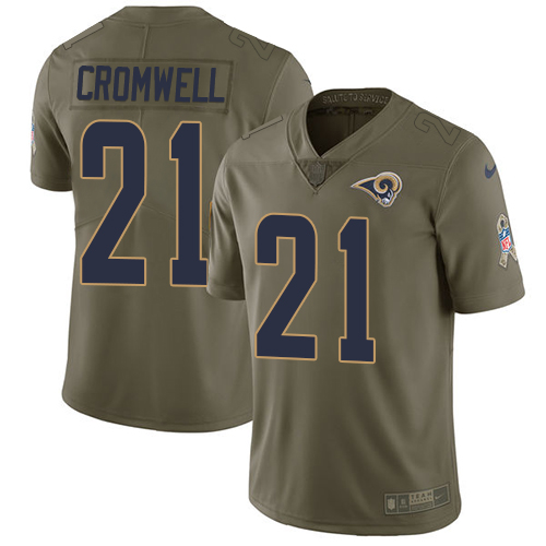 Youth Nike Los Angeles Rams #21 Nolan Cromwell Limited Olive 2017 Salute to Service NFL Jersey