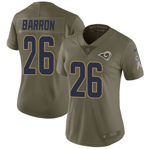 Women's Nike Los Angeles Rams #26 Mark Barron Limited Olive 2017 Salute to Service NFL Jersey