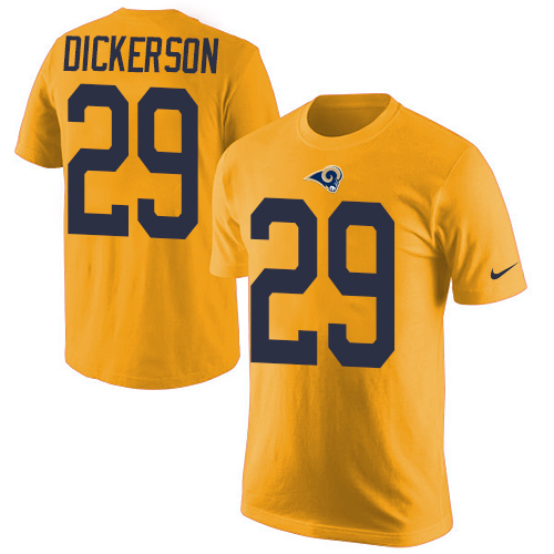 Men's Nike Los Angeles Rams #29 Eric Dickerson Gold Rush Pride Name & Number T-Shirt