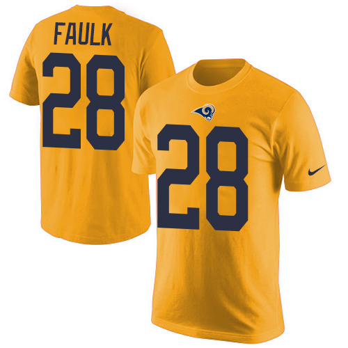 Men's Nike Los Angeles Rams #28 Marshall Faulk Gold Rush Pride Name & Number T-Shirt