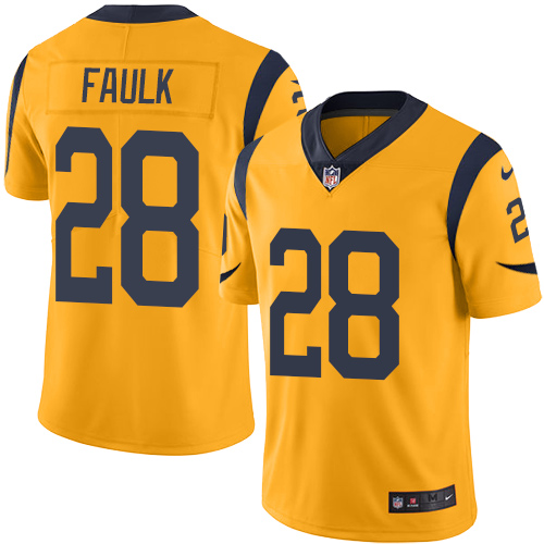 Men's Nike Los Angeles Rams #28 Marshall Faulk Limited Gold Rush Vapor Untouchable NFL Jersey