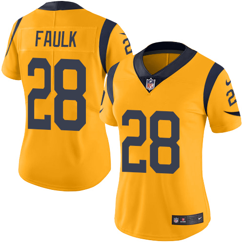 Women's Nike Los Angeles Rams #28 Marshall Faulk Limited Gold Rush Vapor Untouchable NFL Jersey