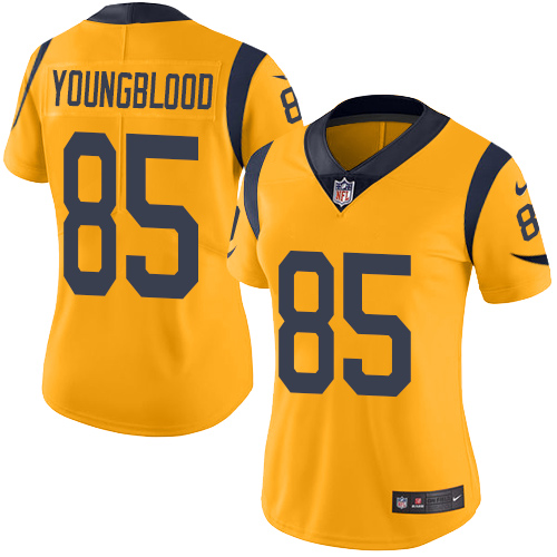 Women's Nike Los Angeles Rams #85 Jack Youngblood Limited Gold Rush Vapor Untouchable NFL Jersey