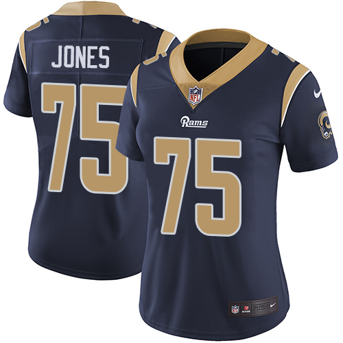 Women's Nike Los Angeles Rams #75 Deacon Jones Navy Blue Team Color Vapor Untouchable Limited Player NFL Jersey