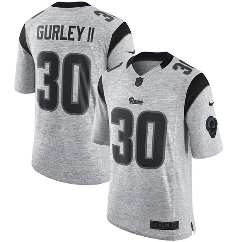Men's Nike Los Angeles Rams #30 Todd Gurley Elite Gray Gridiron II NFL Jersey