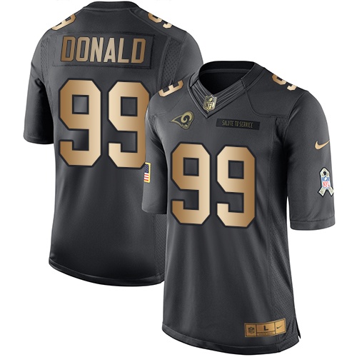 Men's Nike Los Angeles Rams #99 Aaron Donald Limited Black/Gold Salute to Service NFL Jersey