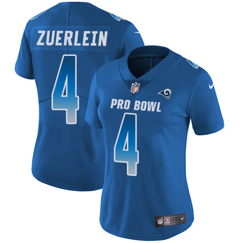 Women's Nike Los Angeles Rams #4 Greg Zuerlein Limited Royal Blue 2018 Pro Bowl NFL Jersey