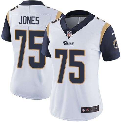 Women's Nike Los Angeles Rams #75 Deacon Jones White Vapor Untouchable Limited Player NFL Jersey