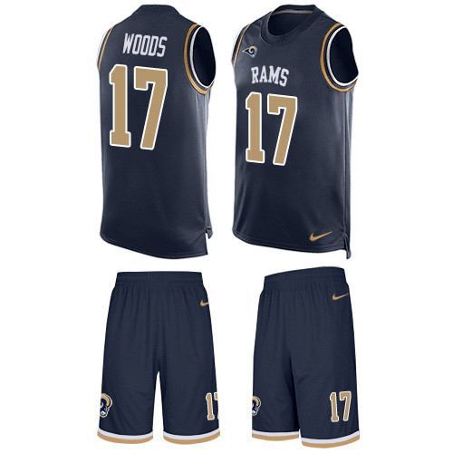 Men's Nike Los Angeles Rams #17 Robert Woods Limited Navy Blue Tank Top Suit NFL Jersey