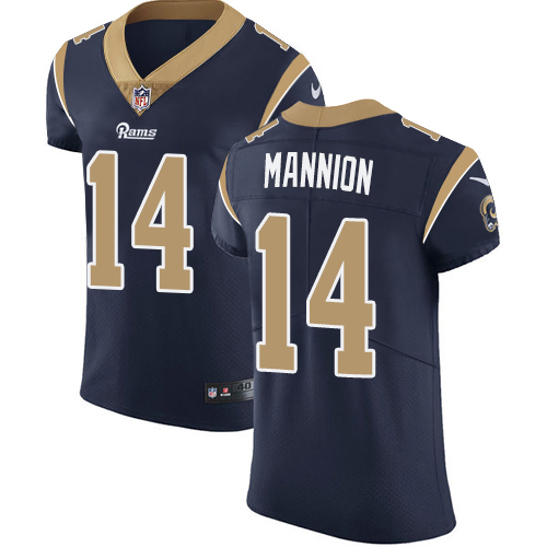 Men's Nike Los Angeles Rams #14 Sean Mannion Navy Blue Team Color Vapor Untouchable Elite Player NFL Jersey