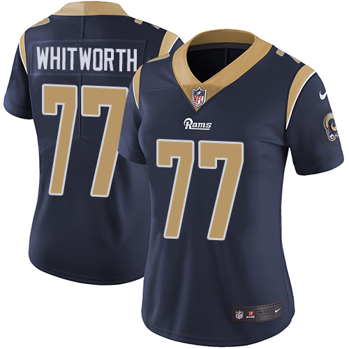 Women's Nike Los Angeles Rams #77 Andrew Whitworth Navy Blue Team Color Vapor Untouchable Elite Player NFL Jersey