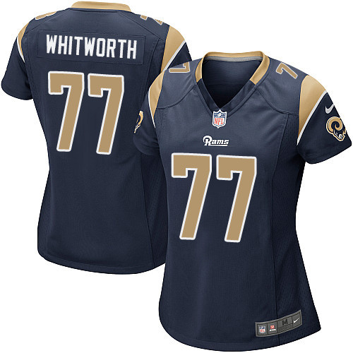 Women's Nike Los Angeles Rams #77 Andrew Whitworth Game Navy Blue Team Color NFL Jersey