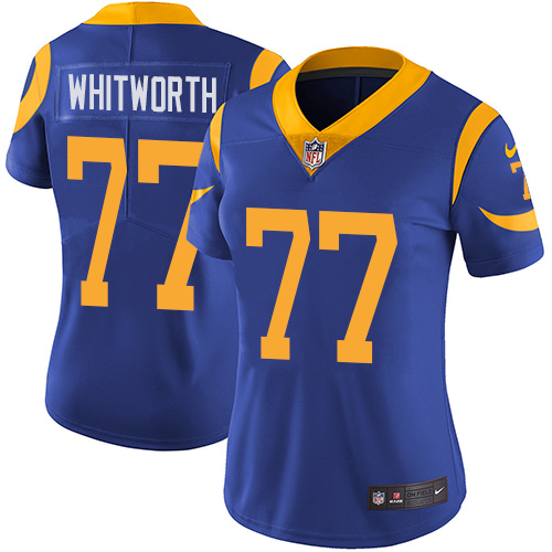 Women's Nike Los Angeles Rams #77 Andrew Whitworth Royal Blue Alternate Vapor Untouchable Elite Player NFL Jersey