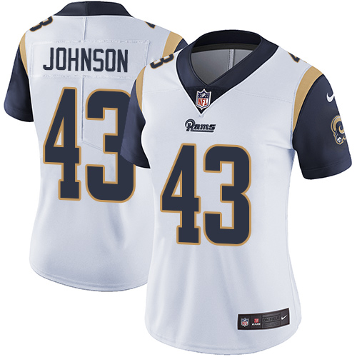 Women's Nike Los Angeles Rams #43 John Johnson White Vapor Untouchable Limited Player NFL Jersey