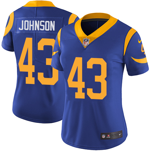 Women's Nike Los Angeles Rams #43 John Johnson Royal Blue Alternate Vapor Untouchable Elite Player NFL Jersey