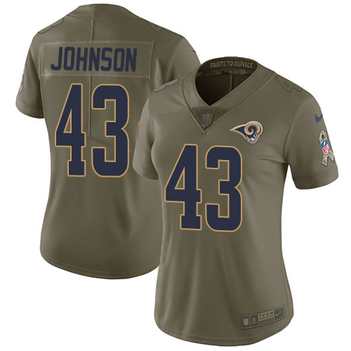 Women's Nike Los Angeles Rams #43 John Johnson Limited Olive 2017 Salute to Service NFL Jersey