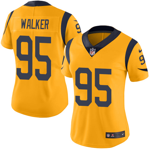 Women's Nike Los Angeles Rams #95 Tyrunn Walker Limited Gold Rush Vapor Untouchable NFL Jersey