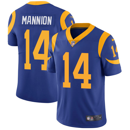Youth Nike Los Angeles Rams #14 Sean Mannion Royal Blue Alternate Vapor Untouchable Limited Player NFL Jersey