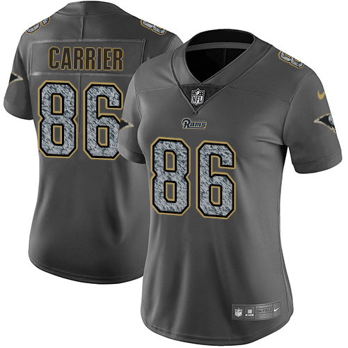 Women's Nike Los Angeles Rams #86 Derek Carrier Gray Static Vapor Untouchable Limited NFL Jersey